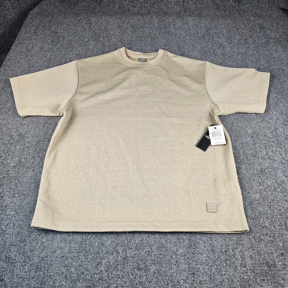 Saints Studio Mens Textured Knit T-Shirt Light Taupe D2573-K125 NWT Size Medium